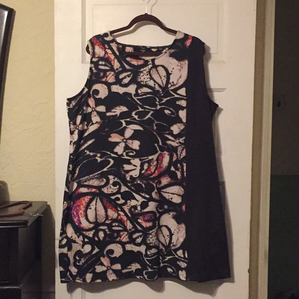 X-two black multi colored dress 20 black panel